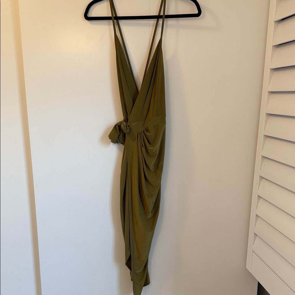 Boohoo Olive Wrap Dress